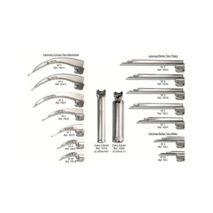 Laringoscópio Convencional com Lâminas Curvas e Retas em Aço Inox